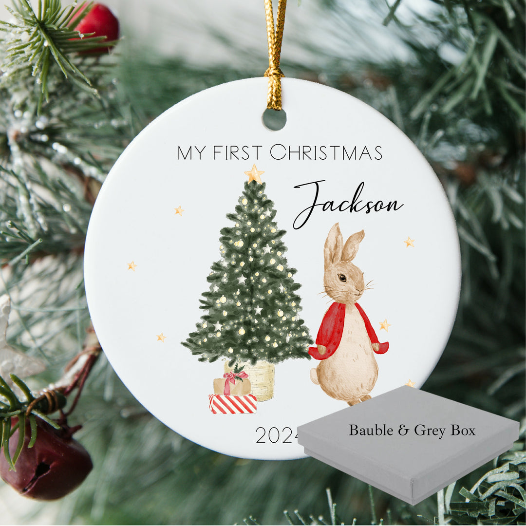 My First Christmas Red Rabbit Ceramic Tree Ornament