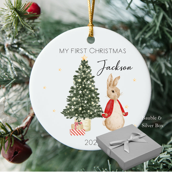My First Christmas Red Rabbit Ceramic Tree Ornament