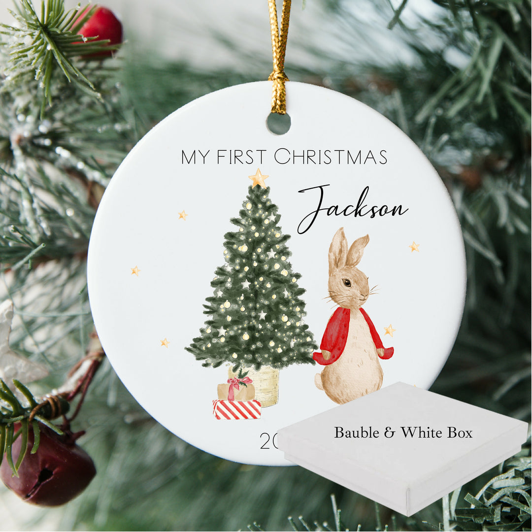 My First Christmas Red Rabbit Ceramic Tree Ornament