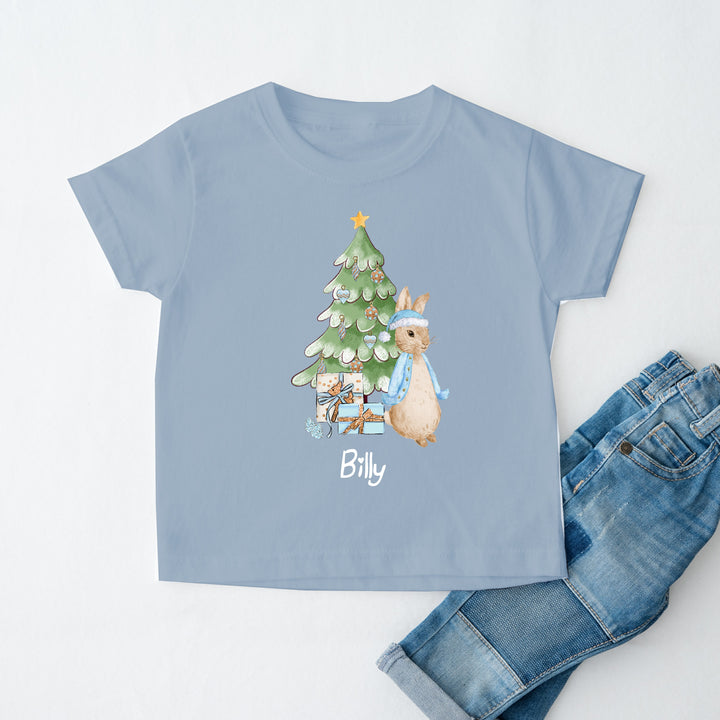 Personalised Blue Rabbit Tree T-shirt