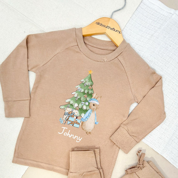 Personalised Blue Rabbit Christmas Tree Tracksuit