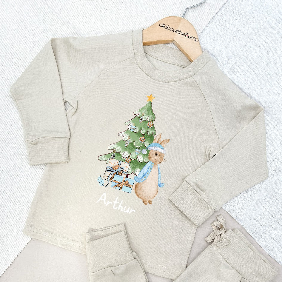 Personalised Blue Rabbit Christmas Tree Tracksuit