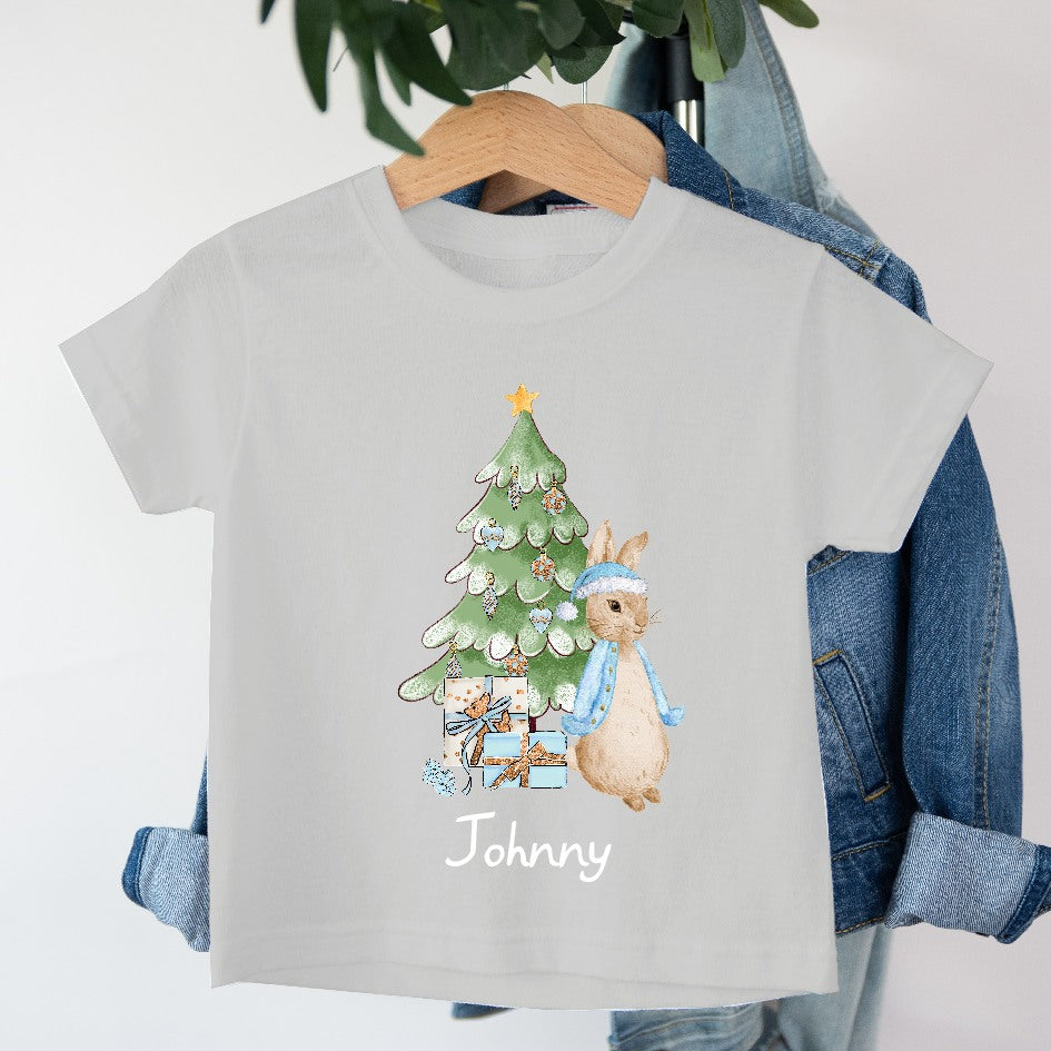 Personalised Blue Rabbit Tree T-shirt