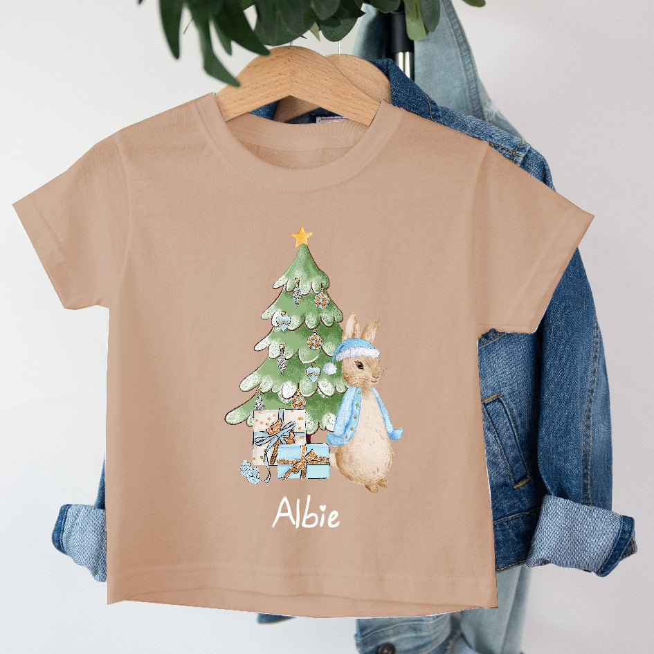 Personalised Blue Rabbit Tree T-shirt