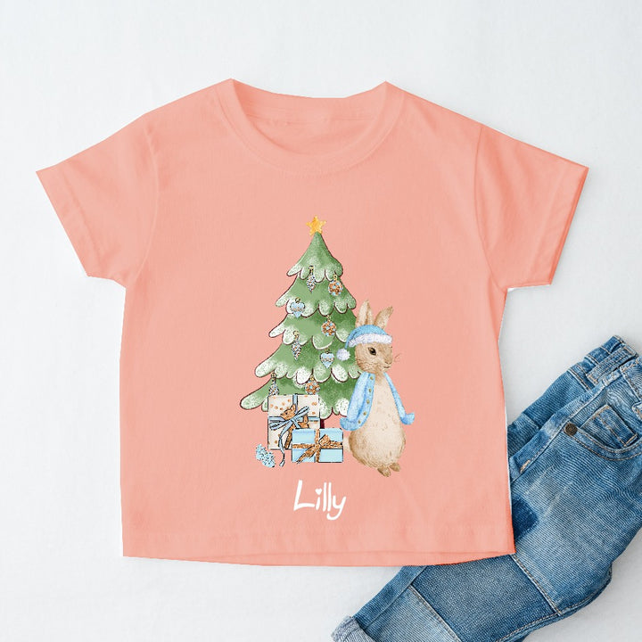 Personalised Blue Rabbit Tree T-shirt