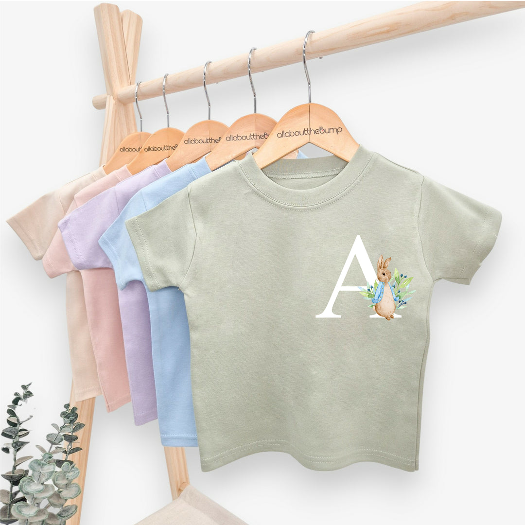 Personalised Blue Rabbit Initial T-shirt