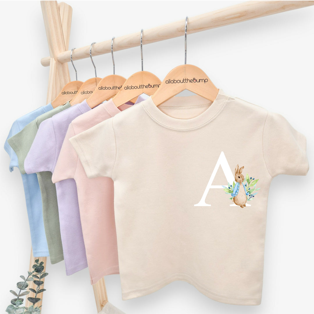 Personalised Blue Rabbit Initial T-shirt
