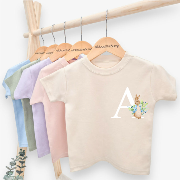 Personalised Blue Rabbit Initial T-shirt