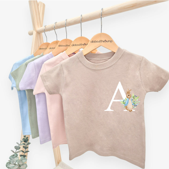 Personalised Blue Rabbit Initial T-shirt