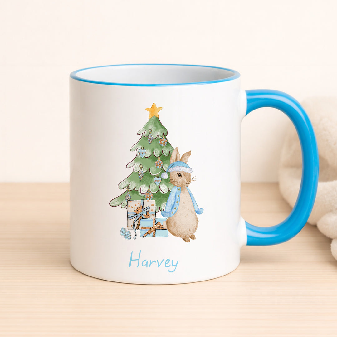 Personalised Pink or Blue Rabbit Christmas Mug