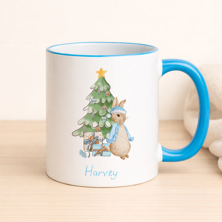 Personalised Pink or Blue Rabbit Christmas Mug