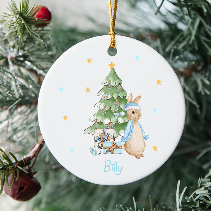 Personalised Blue Rabbit Christmas Tree Ornament