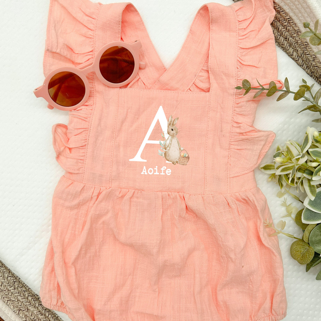 Personalised Easter Initial Ruffle Romper