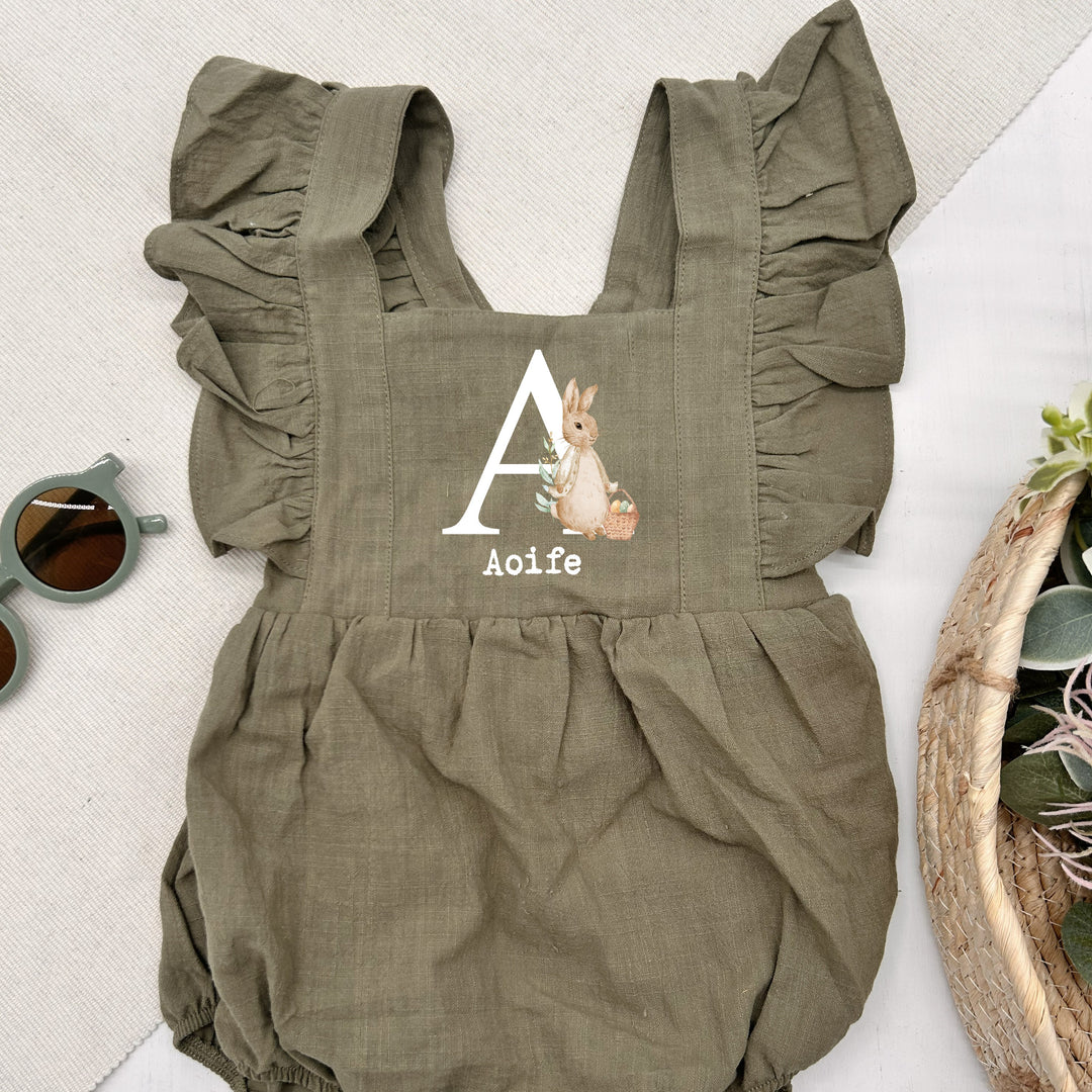 Personalised Easter Initial Ruffle Romper