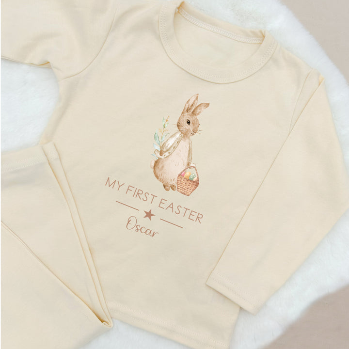 Personalised First Easter Rabbit Beige Pyjamas