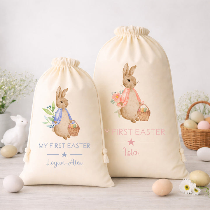 Personalised Blue or Pink Happy Easter Treat Bag