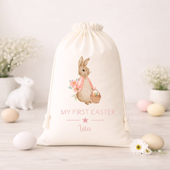 Personalised Blue or Pink Happy Easter Treat Bag