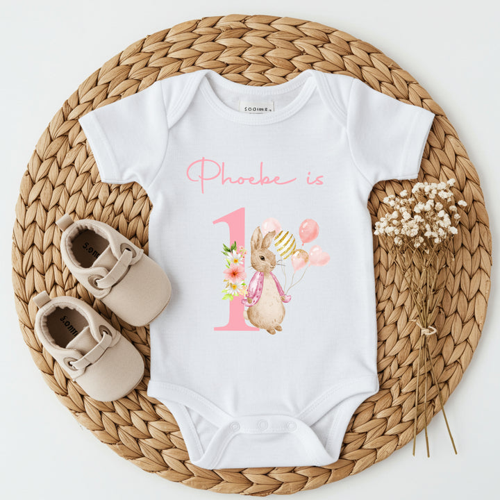 Personalised Pink Rabbit Birthday Vest