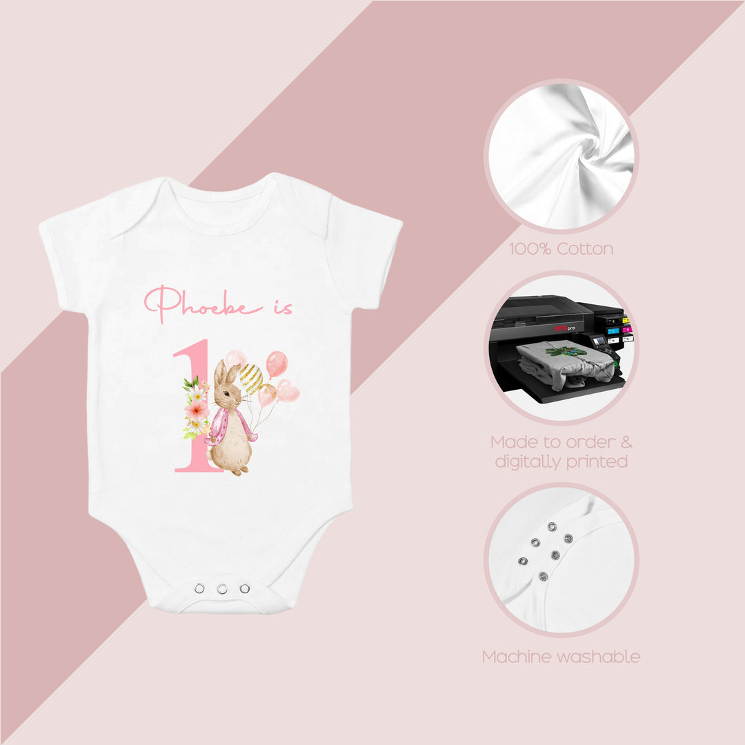 Personalised Pink Rabbit Birthday Vest