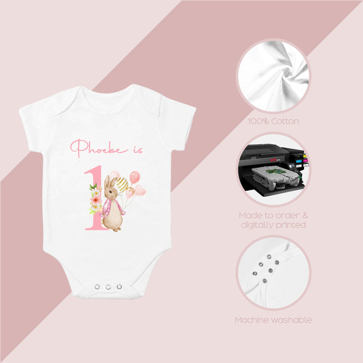 Personalised Pink Rabbit Birthday Vest