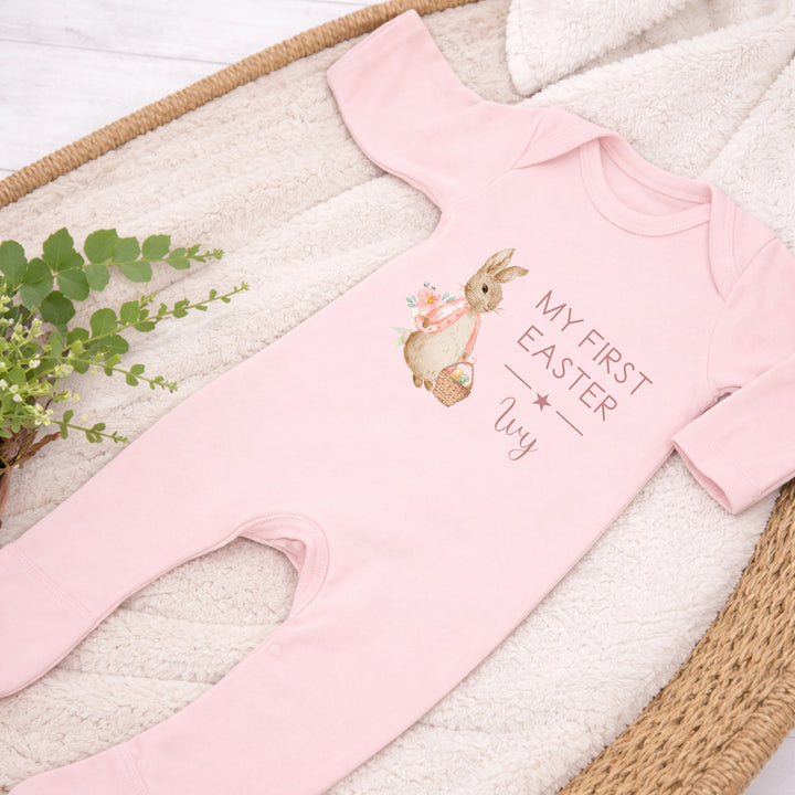 Personalised Pink Rabbit My First Easter Baby Grow or Vest