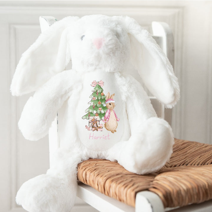 Personalised Christmas Pink Rabbit Bunny/Reindeer Teddy