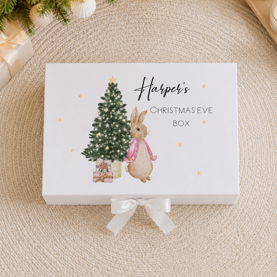 Personalised Pink Rabbit Christmas Eve Box