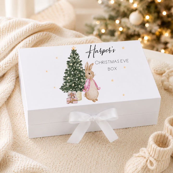 Personalised Pink Rabbit Christmas Eve Box