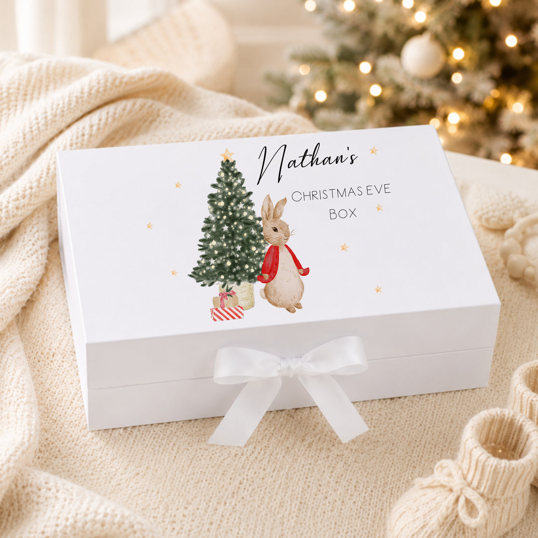 Personalised Red Rabbit Christmas Eve Box