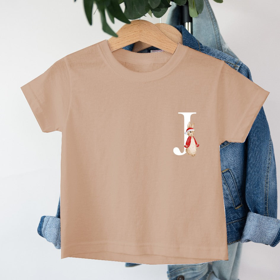 Personalised Santa Rabbit Initial T-shirt