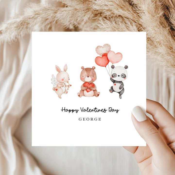 Personalised Animals Happy Valentine's Day Card