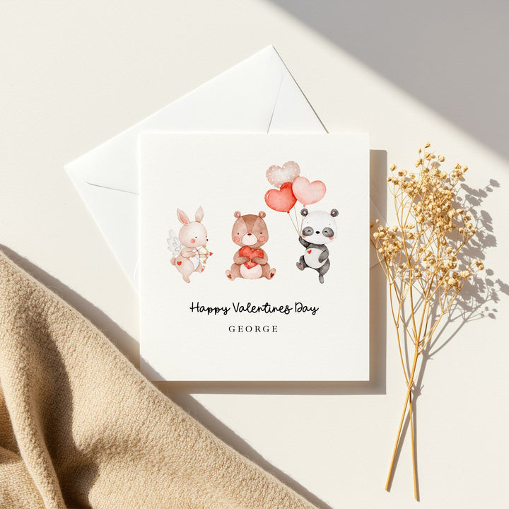Personalised Animals Happy Valentine's Day Card