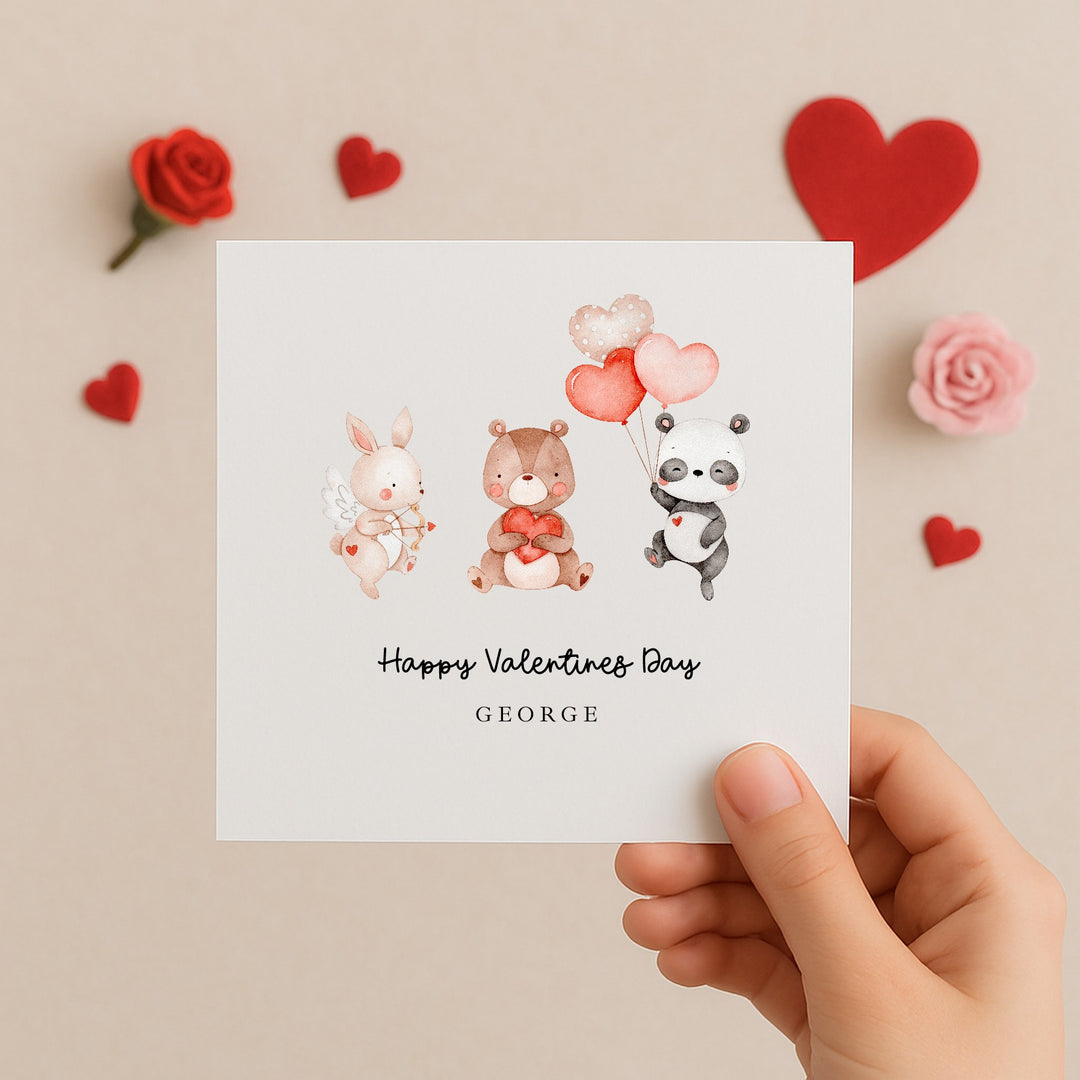 Personalised Animals Happy Valentine's Day Card