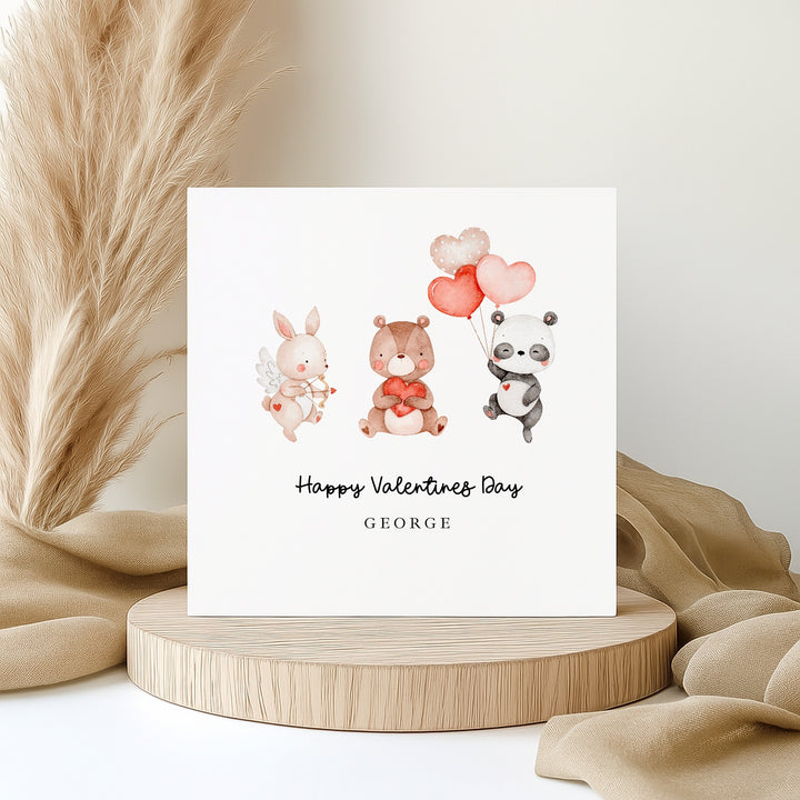 Personalised Animals Happy Valentine's Day Card