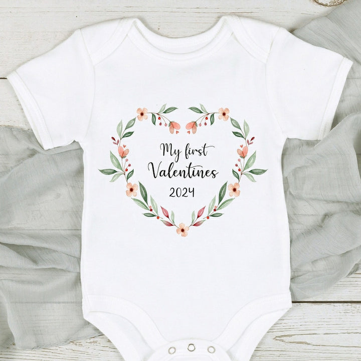 Personalised My First Valentines Heart Wreath Babygrow/Vest