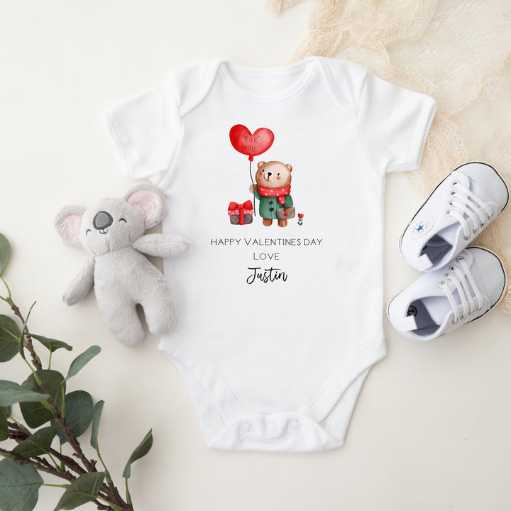 Personalised Valentines Red Balloon Babygrow/Vest