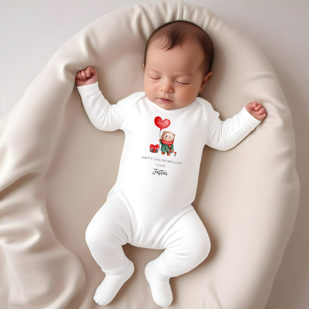 Personalised Valentines Red Balloon Babygrow/Vest