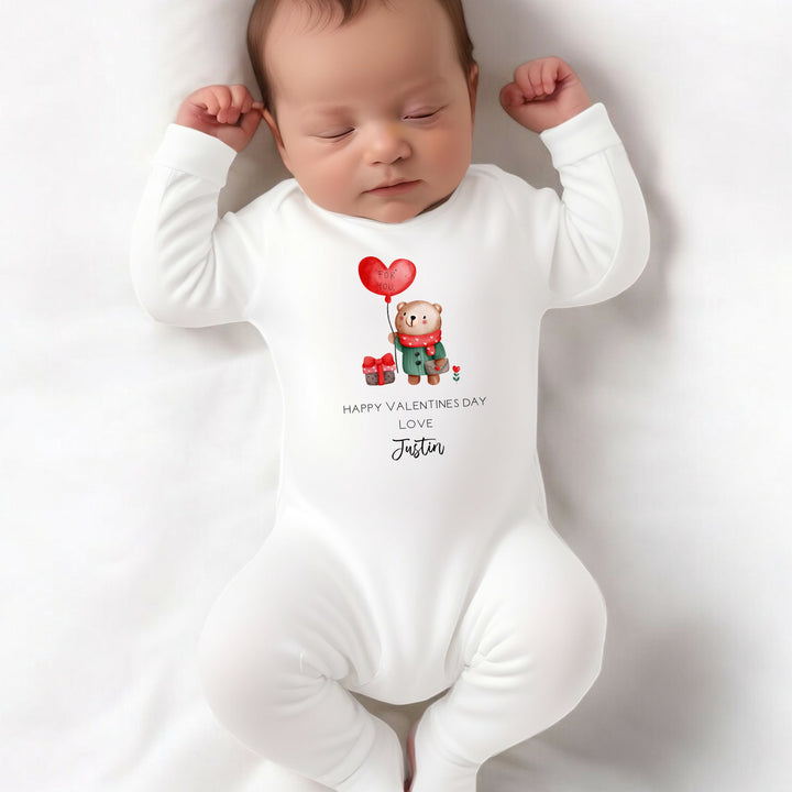 Personalised Valentines Red Balloon Babygrow/Vest