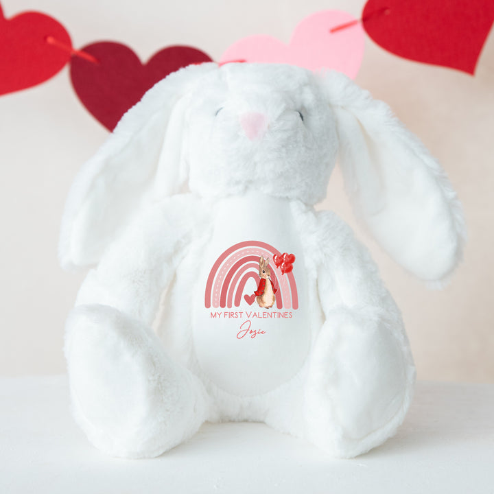 Personalised Valentines Red Rabbit Rainbow Bunny