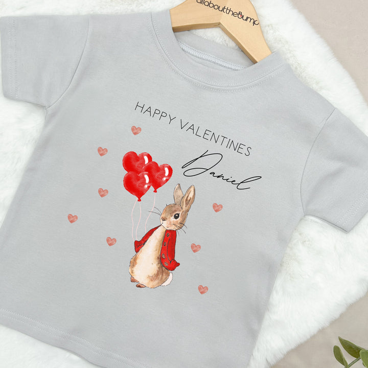 Valentines Red Rabbit T-shirt | Peach Blue Brown Grey