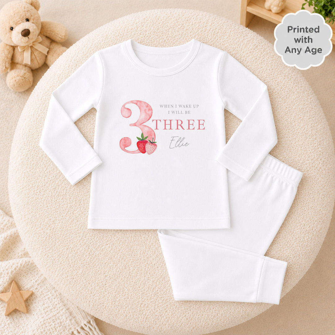 Personalised Red Strawberries Any Age Birthday Pyjamas