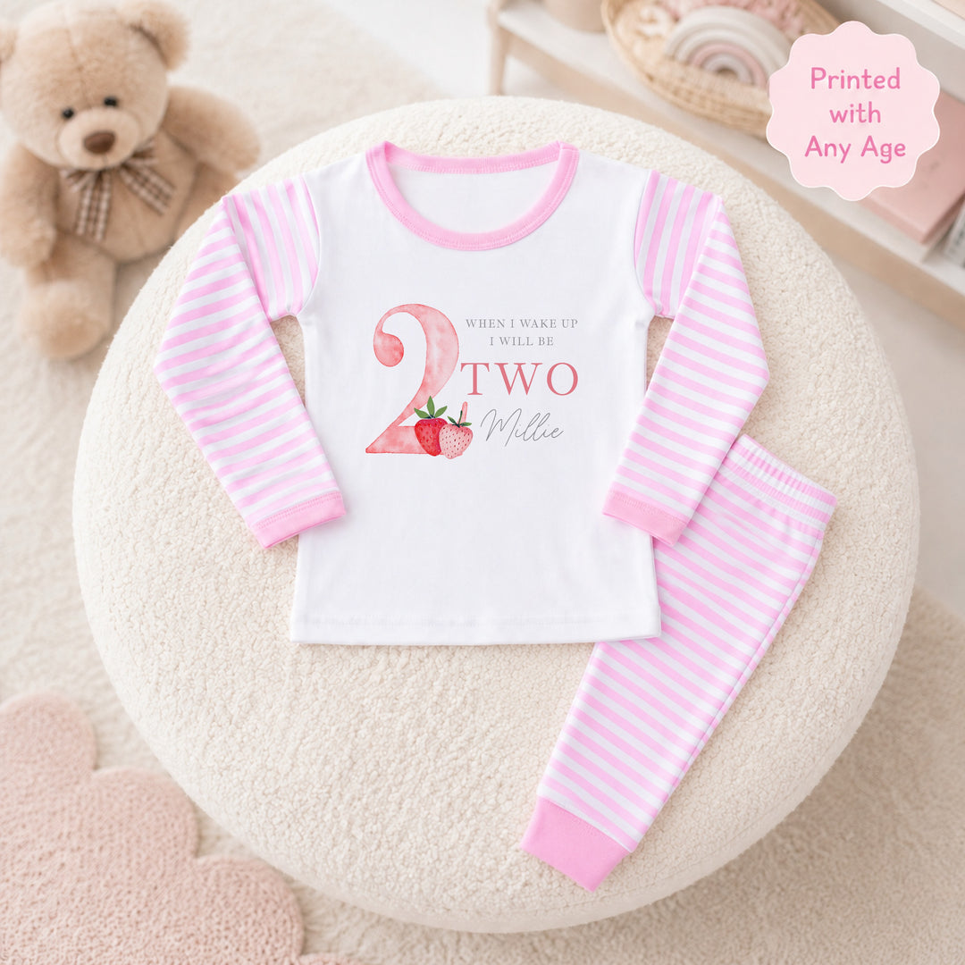 Personalised Red Strawberries Any Age Birthday Pyjamas