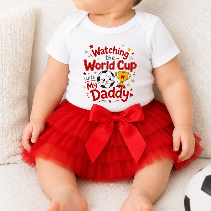 Watching The World Cup With Daddy Baby Vest &amp; Red Tutu Set