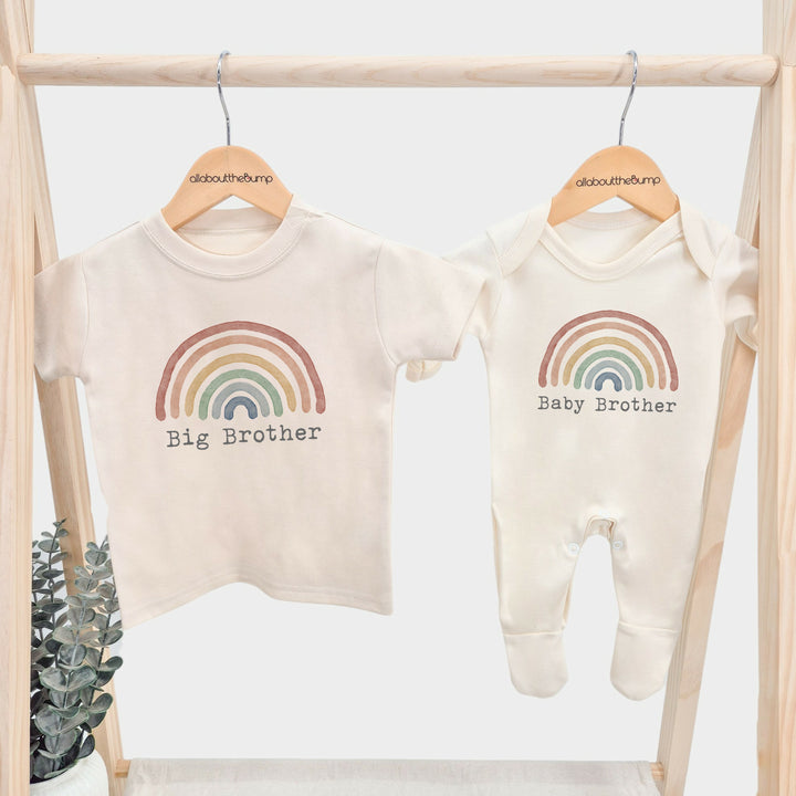 Personalised Rainbow Beige Babygrow/T-shirt