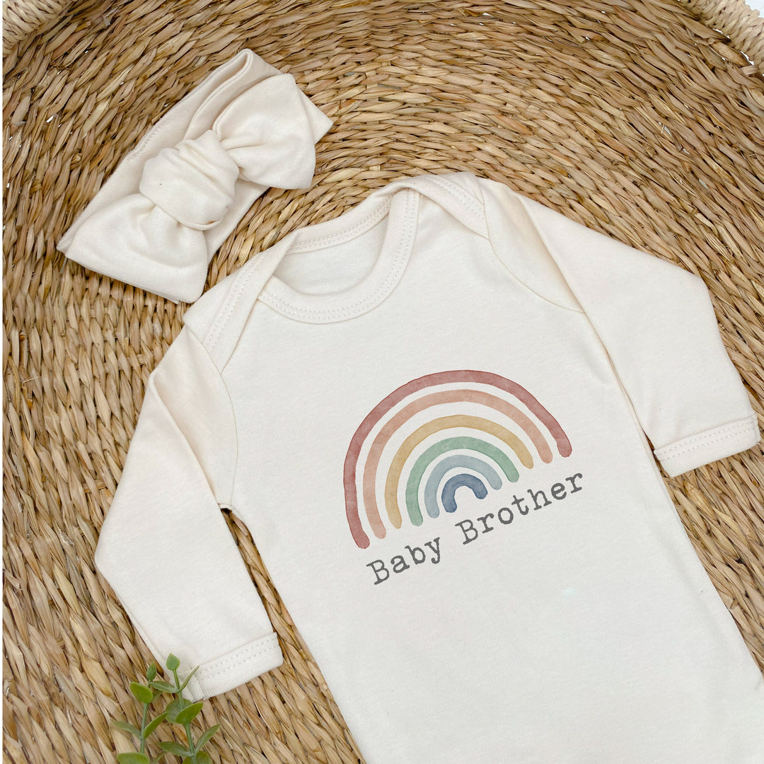 Personalised Rainbow Beige Babygrow/T-shirt