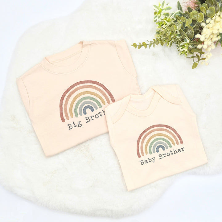 Personalised Rainbow Beige Babygrow/T-shirt