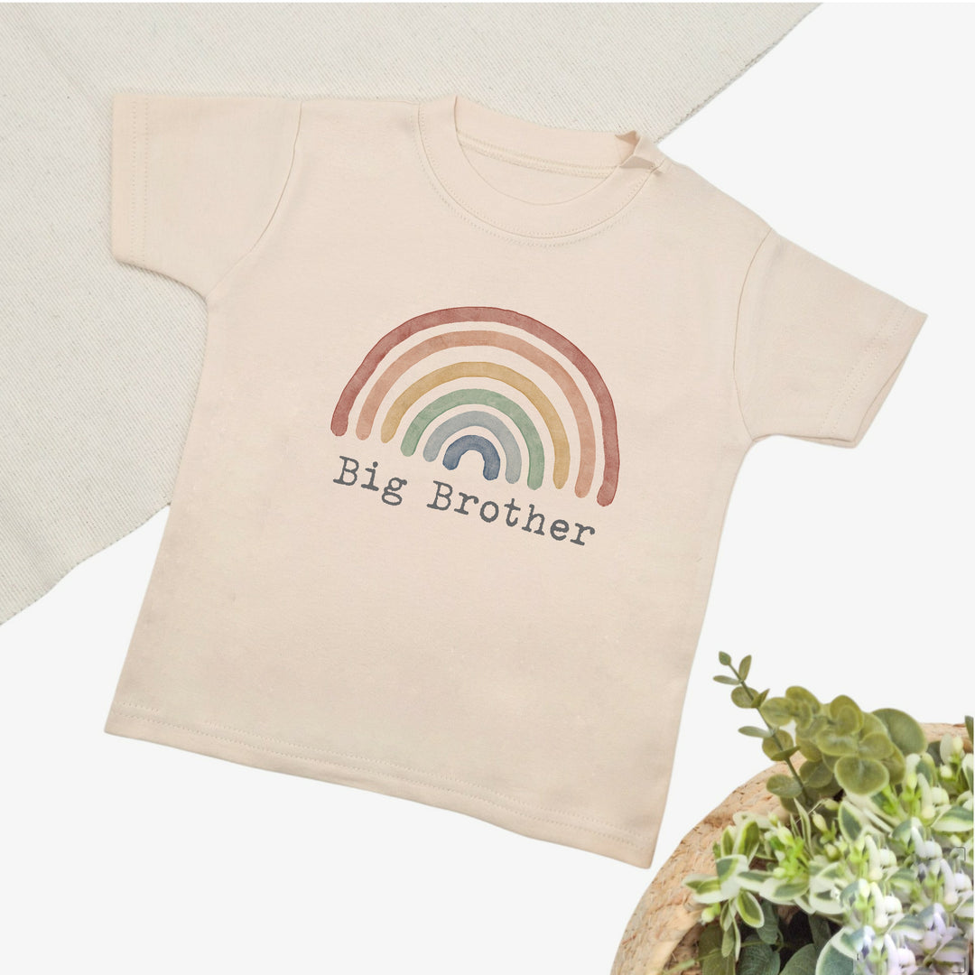 Personalised Rainbow Beige Babygrow/T-shirt