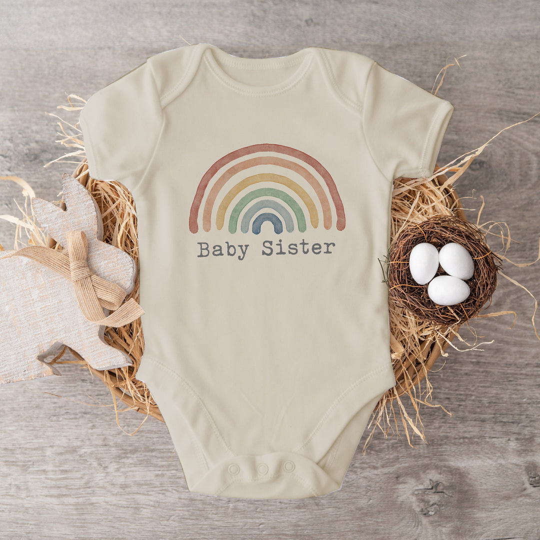 Personalised Rainbow Beige Babygrow/T-shirt