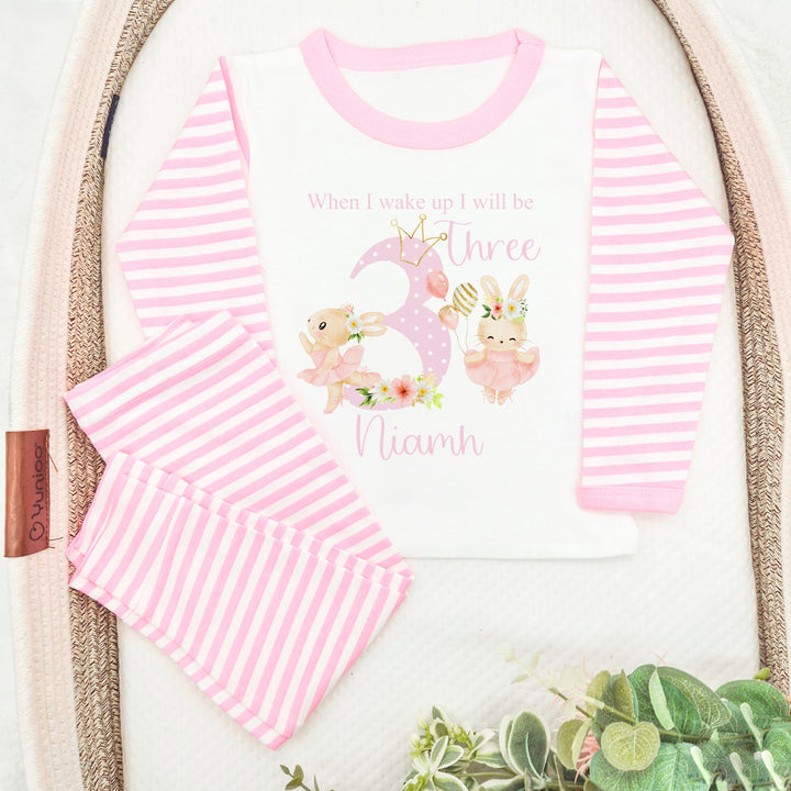 Personalised Spotty Ballerina Bunny Any Age Birthday Pyjamas