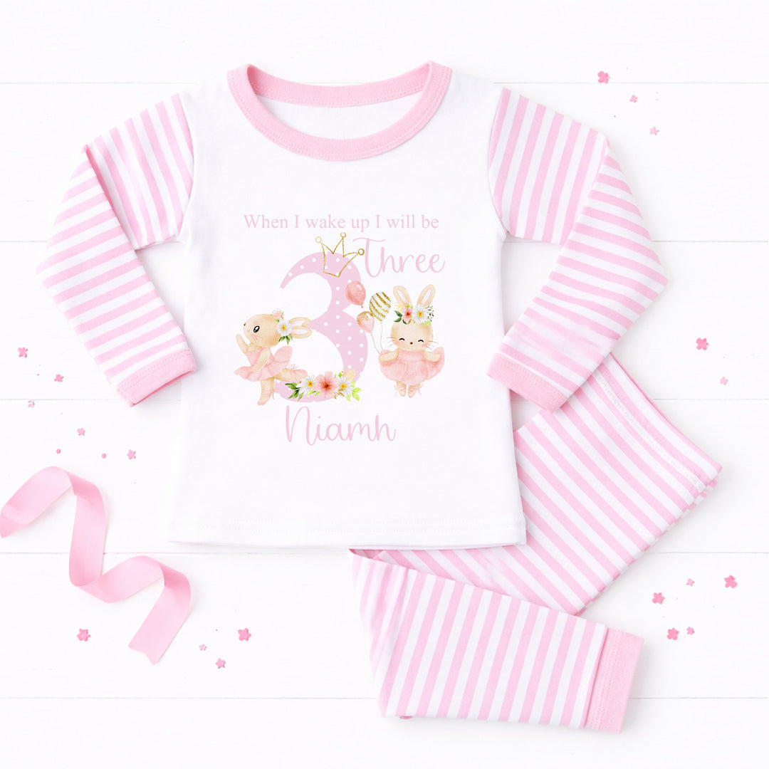 Personalised Spotty Ballerina Bunny Any Age Birthday Pyjamas